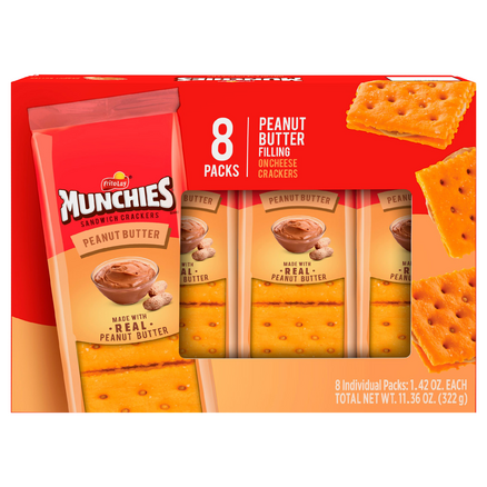 Frito-Lay Munchies Peanut Butter on Cheese Sandwich Crackers (8 count pack)