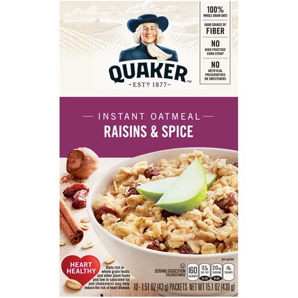 Quaker Instant Oatmeal Raisins & Spice (8 count)