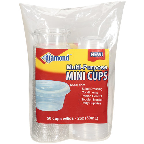Diamond Multi-Purpose Mini Cups with Lids (50 count pack of 2 oz. cups)