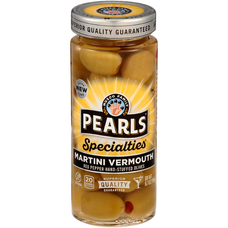 Pearls Specialties Martini Vermouth Red Pepper Hand-Stuffed Olives (6.7 oz. jar)