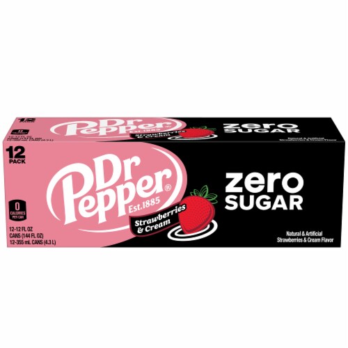 Dr. Pepper Zero Sugar Strawberries & Cream Soda (12 pack cans/12 oz.)