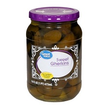 Any Brand of Sweet Gherkin Pickles (16 oz.)
