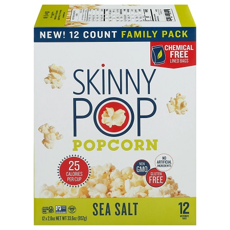 Skinny Pop Sea Salt Popcorn (12 count bags/33.6 oz.)