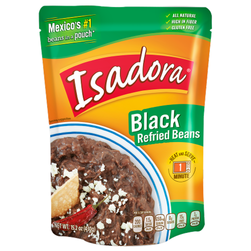 Isadora Black Refried Beans (15.2 oz. pouch)