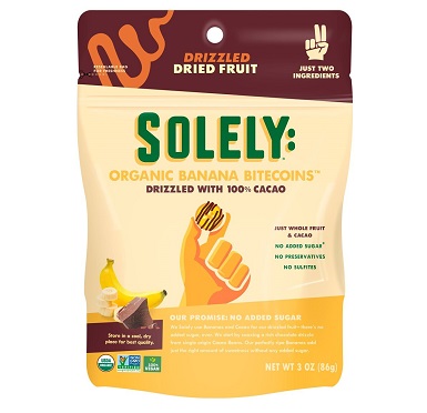 Solely Drizzled Dried Fruit Organic Banana Bitecoins Drizzled w/ 100% Cacao (3 oz. pouch)