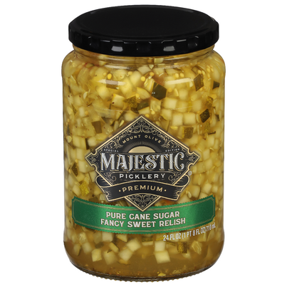 Mt. Olive Majestic Picklery Premium Pure Cane Sugar Fancy Sweet Relish (24 oz. glass jar)