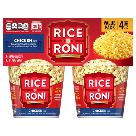 Rice-A-Roni Microwavable Cup Chicken Flavor Rice Blend Value Pack (4 count/1.97 oz. cups)
