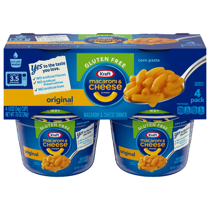 Kraft Macaroni & Cheese Cup Gluten Free Original Flavor (4 pack/1.9 oz. cups)