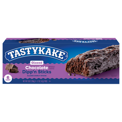 TASTYKAKE Glazed Chocolate Flavored Dipp'n Sticks Donut Sticks (6 count/10 oz. box)
