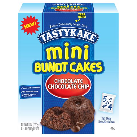 TASTYKAKE Mini Bundt Cakes Chocolate Chocolate Chip Snack Cakes (8 oz. box/5 packs of 4)