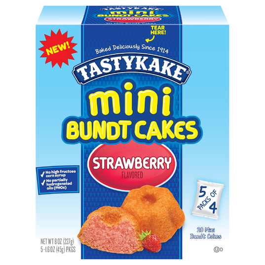 TASTYKAKE Mini Bundt Cakes Strawberry Flavored Snack Cakes (8 oz. box/5 packs of 4)