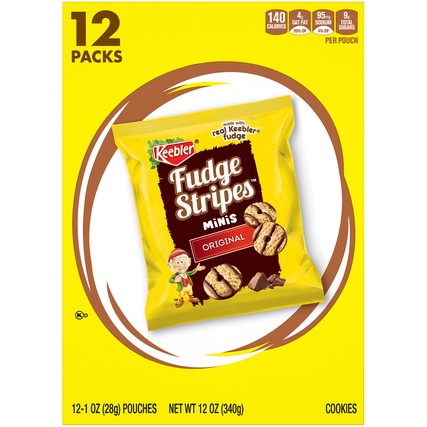 Keebler 12 Packs Fudge Stripes Minis Original Cookies (12-1 oz. Pouches)