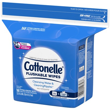 Cottonelle Flushable Wet Wipes Refill Pack (168 count)