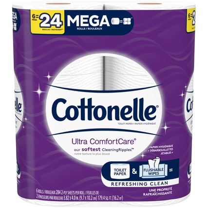Cottonelle Ultra Comfort Mega Roll Toilet Paper (6 rolls = 24 regular rolls)