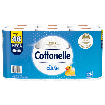 Cottonelle Ultra Clean Mega Roll Bathroom Tissue (12 rolls = 48 regular rolls)