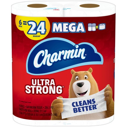 Charmin Ultra Strong Toilet Paper Mega Rolls (6 rolls = 24 regular rolls)