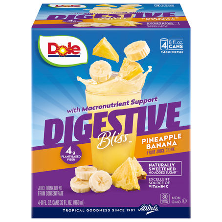 Dole Digestive Bliss Pineapple Banana Fruit Juice Drink (4 pack/8 oz. cans)