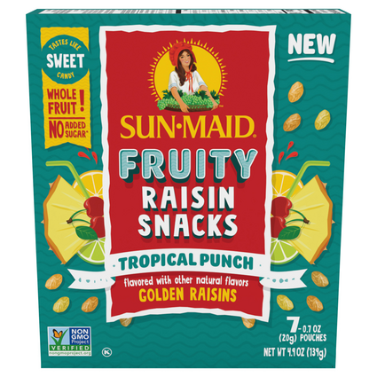 Sun-Maid Fruity Raisin Snacks Tropical Punch (4.9 oz. box/7-0.7 oz. Pouches)