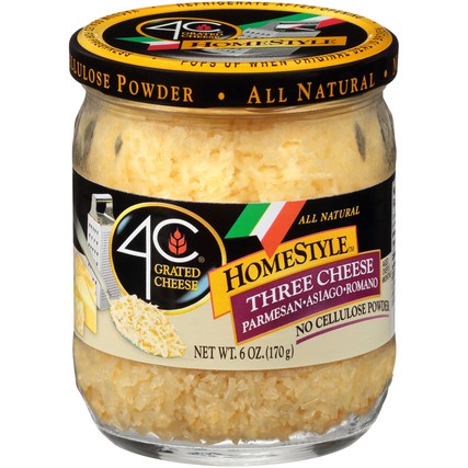 4C Homestyle Three Cheese Grated Cheese (6 oz. glass jar)