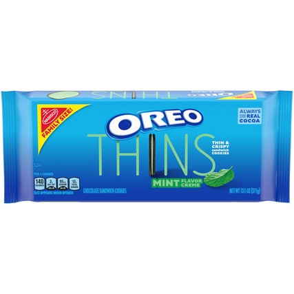 Nabisco Oreo Thins Mint Creme Chocolate Sandwich Cookies Family Size (13.1 oz.)