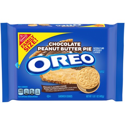 Nabisco Oreo Chocolate Peanut Butter Pie Sandwich Cookies Family Size Pack (17 oz.)