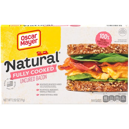 Oscar Mayer Natural Fully Cooked Uncured Bacon (2.52 oz. Box)