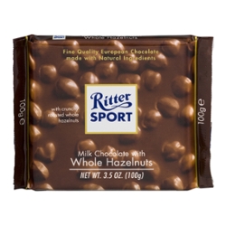 Ritter Sport Milk Chocolate with Whole Hazelnuts (3.5 oz. bar)