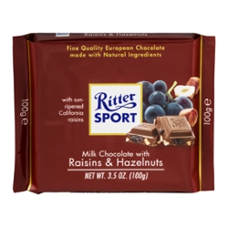 Ritter Sport Milk Chocolate With Raisins & Hazelnuts (3.5 oz. bar)