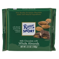 Ritter Sport Milk Chocolate With Whole Almonds (3.5 oz. bar)