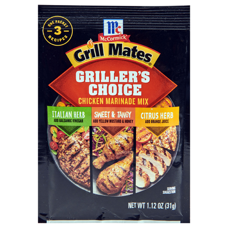 McCormick Grill Mates Griller's Choice Chicken Marinade Mix 1 Packet - 3 Recipes (1.12 oz. packet)