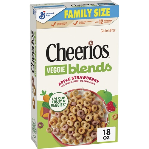 General Mills Cheerios Veggie Blend Apple Strawberry Cereal Family Size (18 oz.)