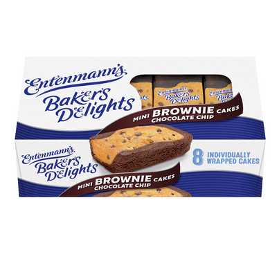 Entenmann's Baker's Delights Mini Chocolate Chip Brownie Cakes (8 packs/14 oz. box)