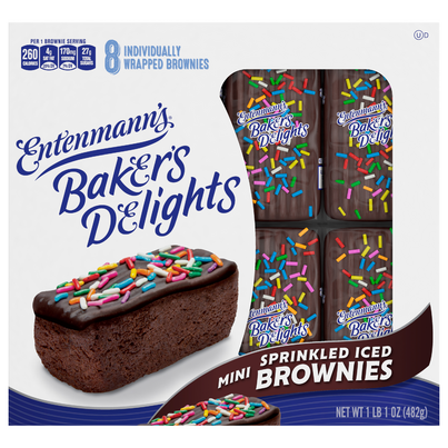 Entenmann's Baker's Delights Mini Sprinkled Iced Brownies (8 packs/ 16 oz. box)