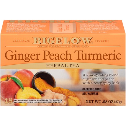 Bigelow Ginger Peach Turmeric Herbal Tea Bags (18 count)