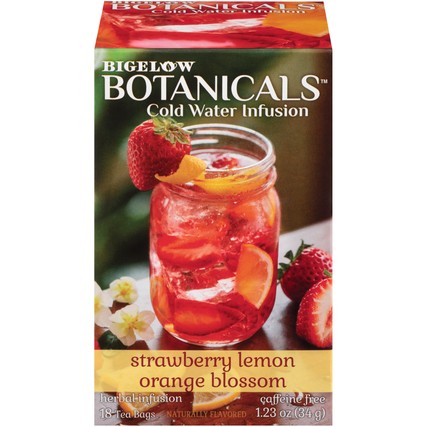 Bigelow Botanicals Cold Water Infusion Strawberry Lemon Orange Blossom Hibiscus Herbal Tea Bags (18 count)