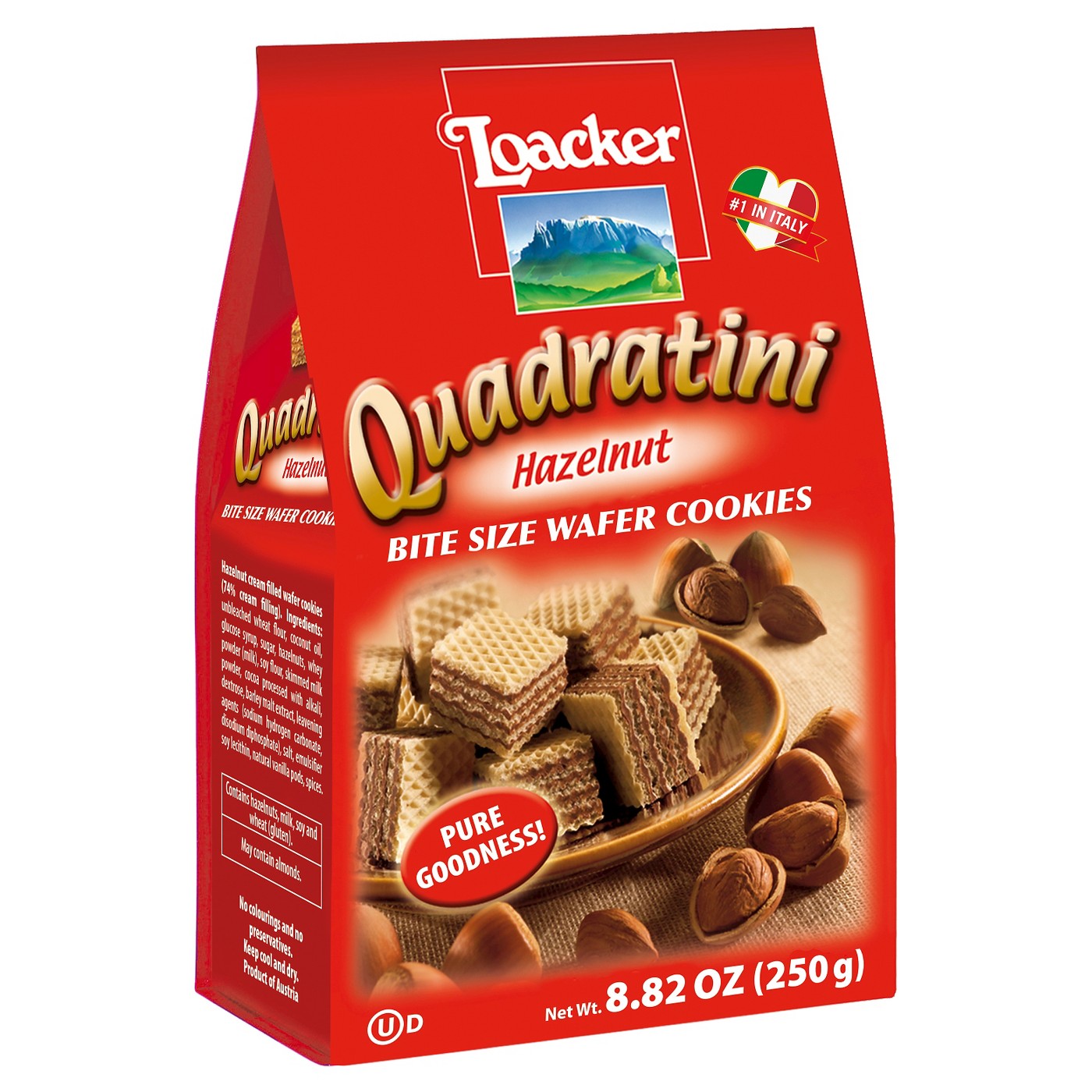 Loacker Quadratini Hazelnut Bite Size Wafer Cookies (8.82 oz.)