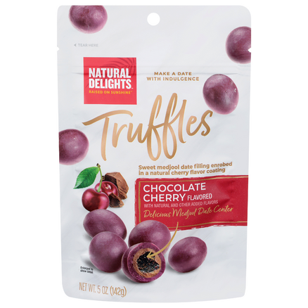 Natural Delights Chocolate Cherry Flavored Truffles w/ Medjool Date Center (5 oz. pouch)