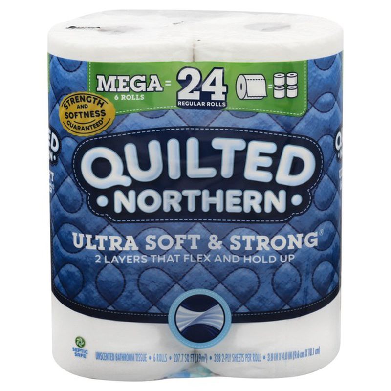 Quilted Northern Bathroom Tissue Ultra Soft & Strong Mega Rolls (6 rolls = 24 regular rolls)