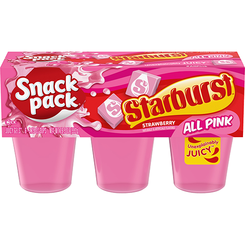 Snack Pack Juicy Gels Starburst Strawberry All Pink (3.25 oz. cups/6 count)
