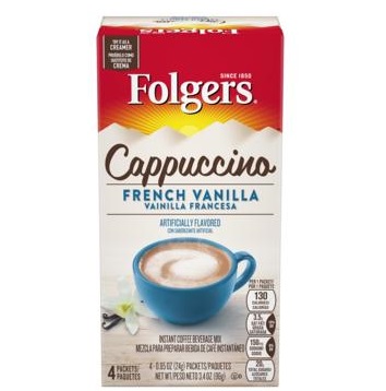 Folgers French Vanilla Flavored Cappuccino Mix Packets (4 count box)