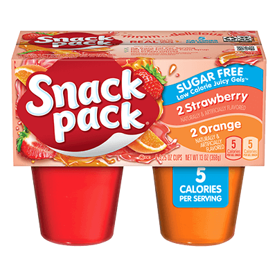 Snack Pack Gel Snacks Sugar Free Strawberry & Orange (4 pack/3.25 oz. cups)