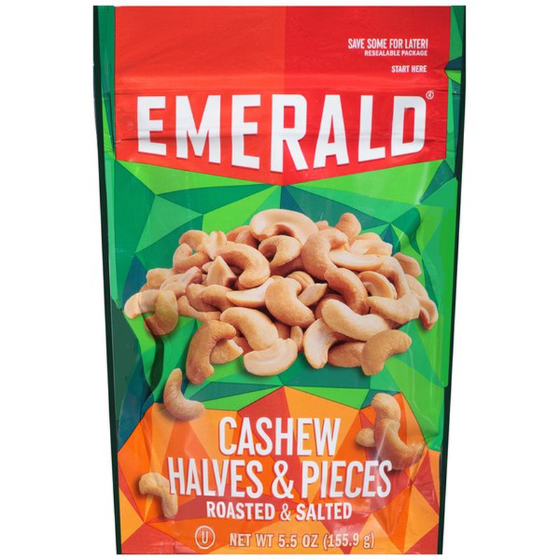 Emerald Cashew Halves & Pieces Roasted & Salted (5.5 oz. pouch)