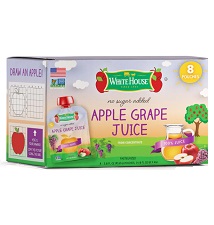 White House No Sugar Added Apple Grape Juice Pouches (8 count/24 oz. box)