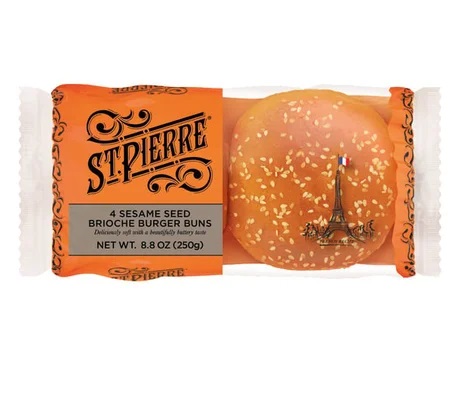St. Pierre 4 Sesame Seed Brioche Burger Buns (8.8 oz.)