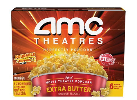 AMC Theatres Extra Butter Real Movie Theatre Microwave Popcorn (6 count box)