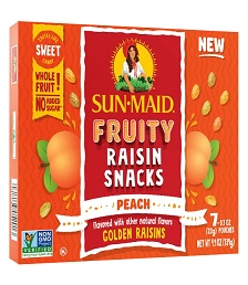 Sun-Maid Fruity Raisin Snacks Peach (4.9 oz. box/7-0.7 oz. Pouches)