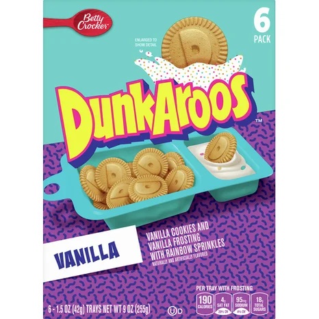 Betty Crocker Dunkaroos Vanilla Cookies and Vanilla Frosting (6 count box/1 oz. trays)