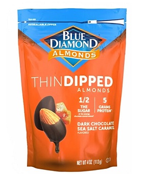 Blue Diamond Thin Dipped Almonds Dark Chocolate Sea Salt Caramel (4 oz. pouch)