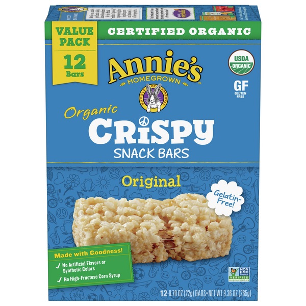 Annie's Homegrown Organic Crispy Snack Bars Original Value Pack (12 count/9.36 oz. box)