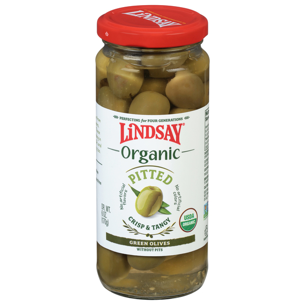 Lindsay Organic Pitted Green Olives without Pits (6 oz. jar)